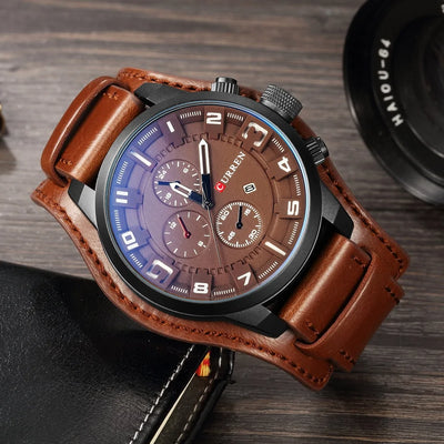 Uncharted Male Leather Wristwatch