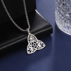 Triade Celtic Sun&Moon&Stars Knot Pendant Necklace