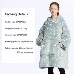 CozyHood™ Flannel Hooded Lazy Blanket – Plus-Size Cashmere Hoodie for Children