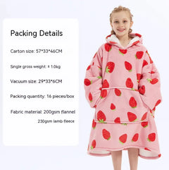 CozyHood™ Flannel Hooded Lazy Blanket – Plus-Size Cashmere Hoodie for Children