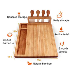 Square Bamboo Cheese Chopping Board Serving Tray