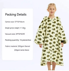 CozyHood™ Flannel Hooded Lazy Blanket – Plus-Size Cashmere Hoodie for Children