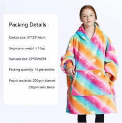 CozyHood™ Flannel Hooded Lazy Blanket – Plus-Size Cashmere Hoodie for Children