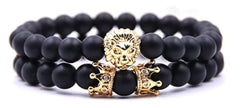 Lion Head Lava Stone Bracelet and Crown Bracelet set!