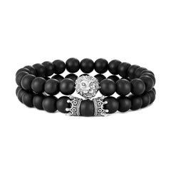 Lion Head Lava Stone Bracelet and Crown Bracelet set!