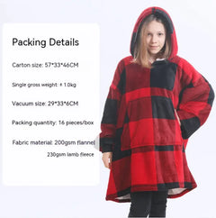 CozyHood™ Flannel Hooded Lazy Blanket – Plus-Size Cashmere Hoodie for Children