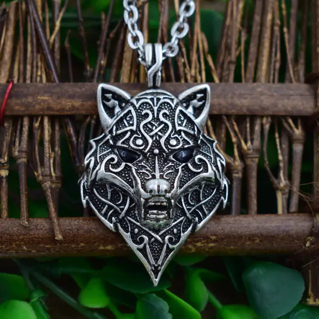 Viking Wolf Head Necklace Pendant