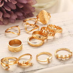 13 Piece Medallion Ring Set 18K Gold Plated Ring ITALY Design