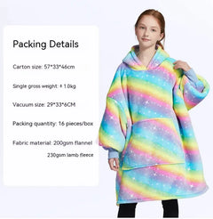 CozyHood™ Flannel Hooded Lazy Blanket – Plus-Size Cashmere Hoodie for Children