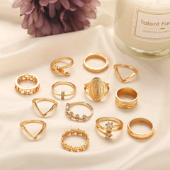 13 Piece Medallion Ring Set 18K Gold Plated Ring ITALY Design