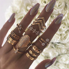 13 Piece Medallion Ring Set 18K Gold Plated Ring ITALY Design