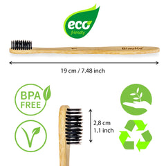 Set 4-Pack - Bamboo Toothbrushes with Soft Bristles for Adults - Eco-Friendly, Biodegradable, Natural Wooden Toothbrushes