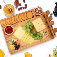 Square Bamboo Cheese Chopping Board Serving Tray