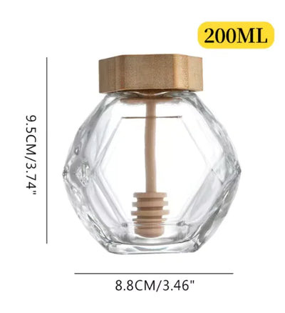 200/380ml Kitchen Honey Jar Storage Can Hexagonal Glass Honey Bottle