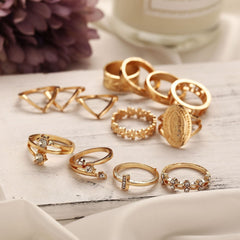 13 Piece Medallion Ring Set 18K Gold Plated Ring ITALY Design