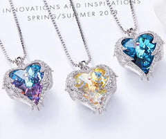 Crystal Angel's Heart Pendant Necklace