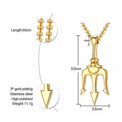 Poseidon Trident Pendant Necklace