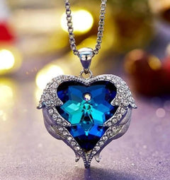 Crystal Angel's Heart Pendant Necklace