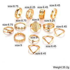 13 Piece Medallion Ring Set 18K Gold Plated Ring ITALY Design