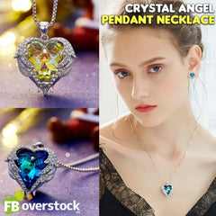 Crystal Angel's Heart Pendant Necklace