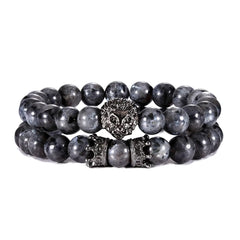 Lion Head Lava Stone Bracelet and Crown Bracelet set!