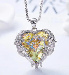 Crystal Angel's Heart Pendant Necklace