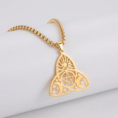 Triade Celtic Sun&Moon&Stars Knot Pendant Necklace