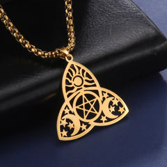 Triade Celtic Sun&Moon&Stars Knot Pendant Necklace