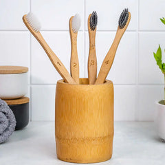 Set 4-Pack - Bamboo Toothbrushes with Soft Bristles for Adults - Eco-Friendly, Biodegradable, Natural Wooden Toothbrushes