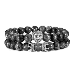 Lion Head Lava Stone Bracelet and Crown Bracelet set!